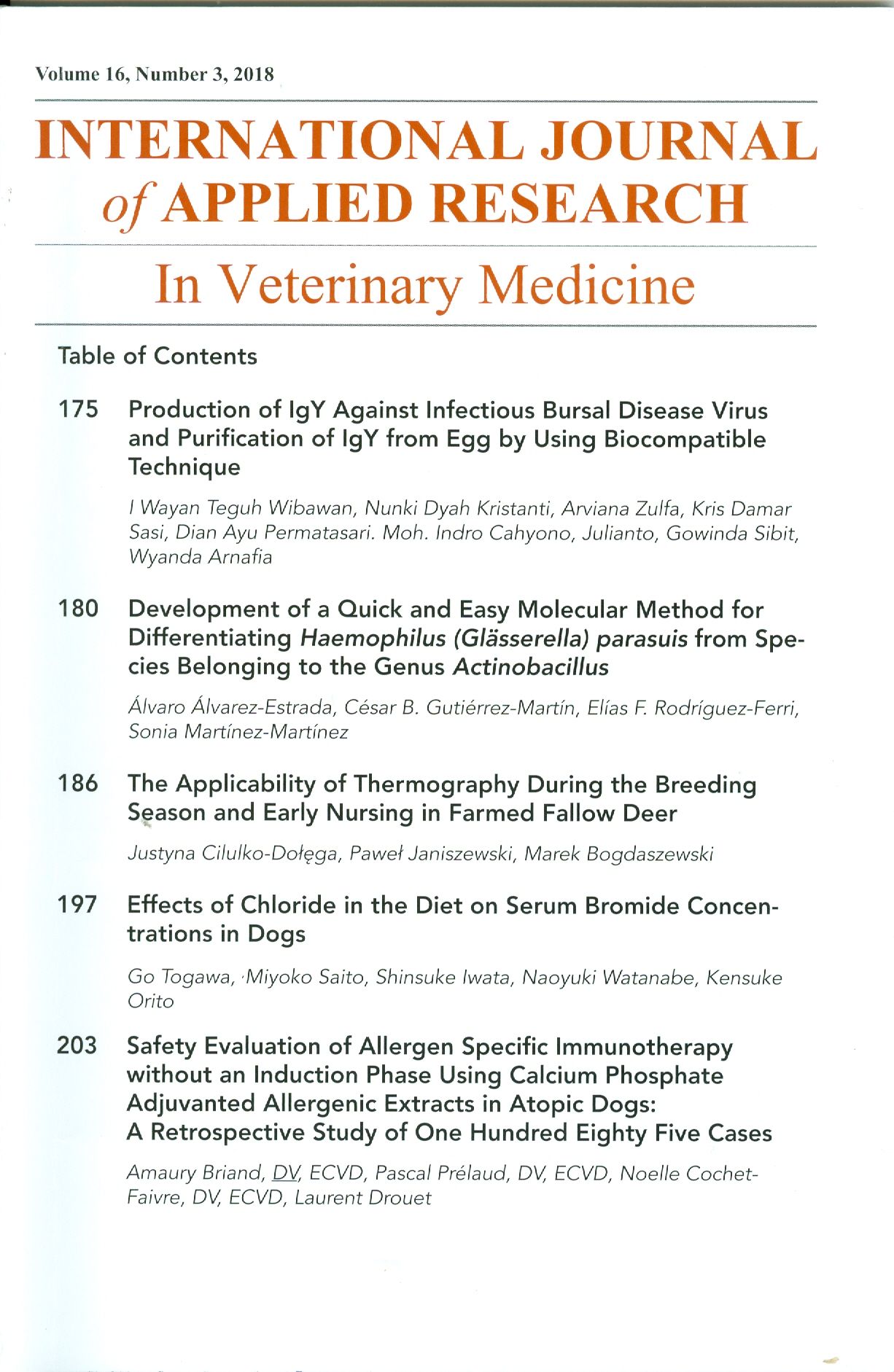 INTERNATIONAL JOURNAL OF APPLIED RESEARCH IN VETERINARY MEDICINE 