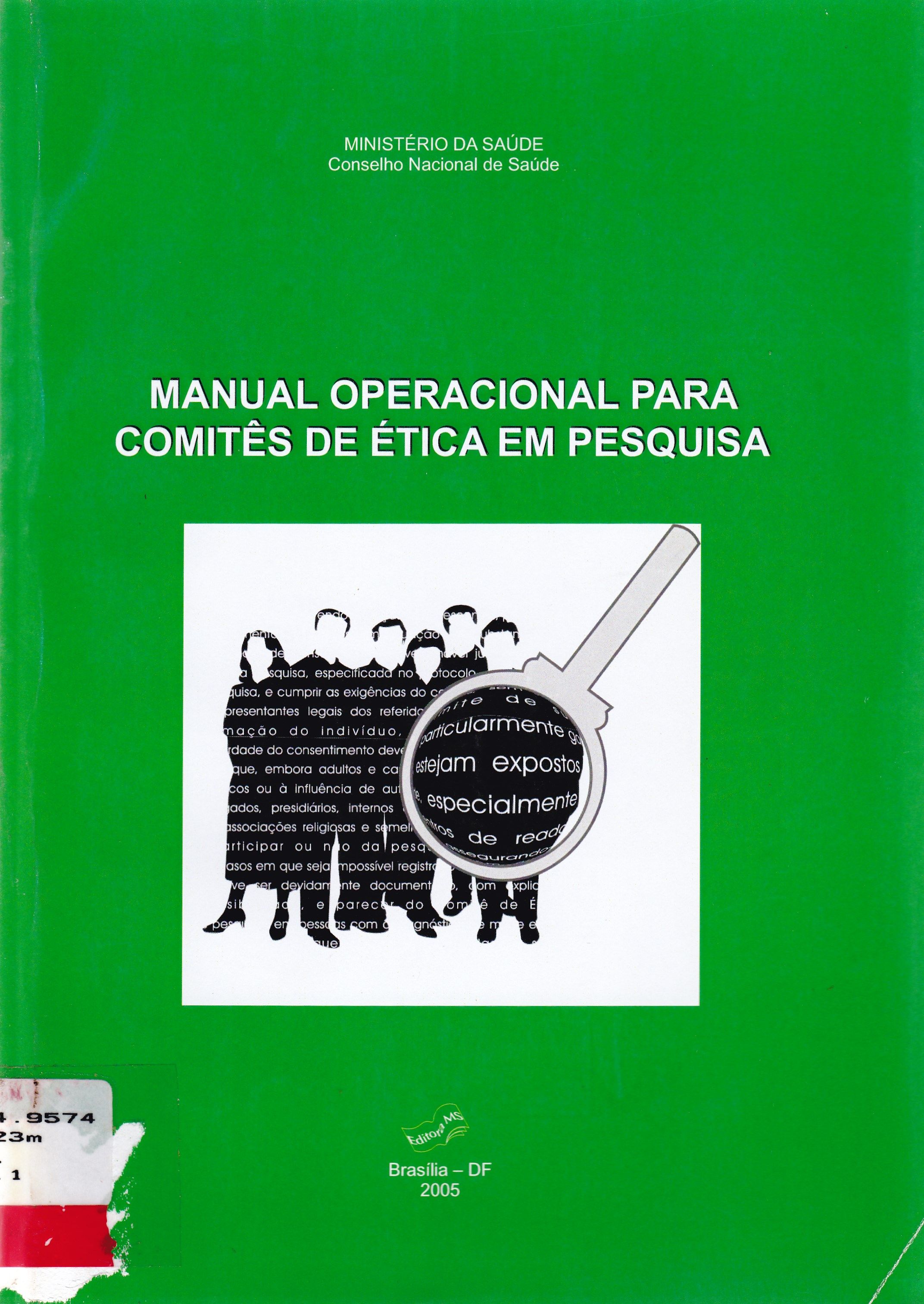 MANUAL OPERACIONAL PARA COMITÊS DE ÉTICA EM PESQUISA